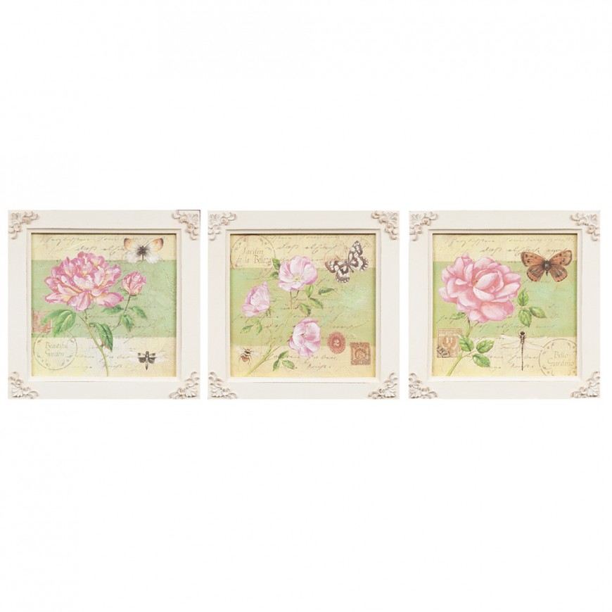 SET TREI TABLOURI DECORATIVE SHABBY CHIC