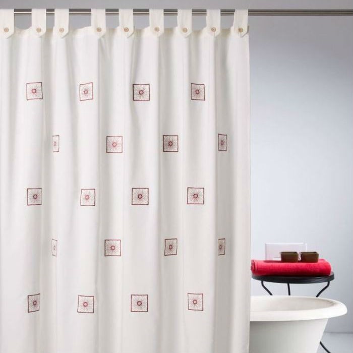 PERDEA DUS TEXTIL BEJ CU FLORI GRENA CLOE