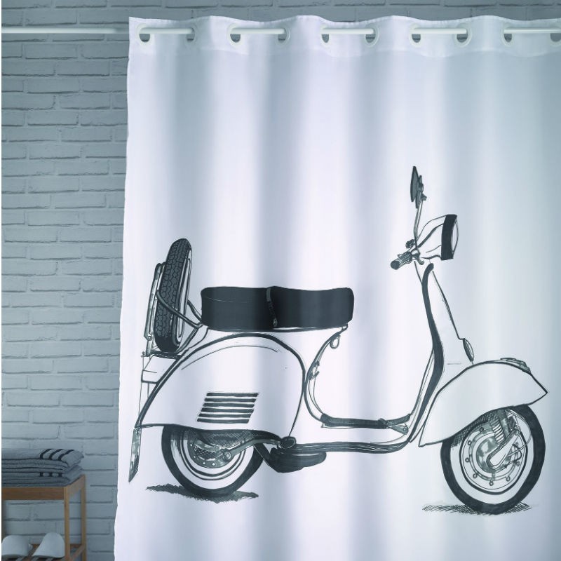 PERDEA DE BAIE VINTAGE VESPA ALB-NEGRU