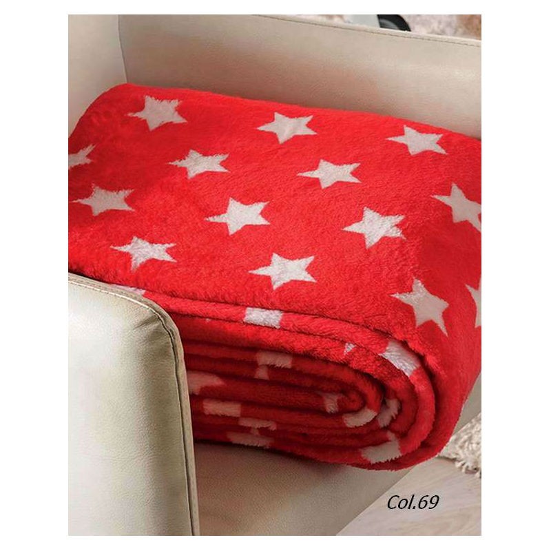 PATURA FLEECE PUFOASA STARS - ROSU