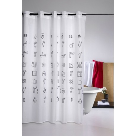 PERDEA DUS ALBA CU IMPRIMEU ICONS 180 X 200CM