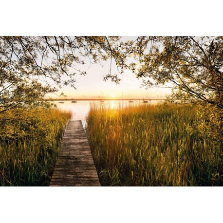 FOTOTAPET PEISAJE - APUS DE SOARE PE LAC