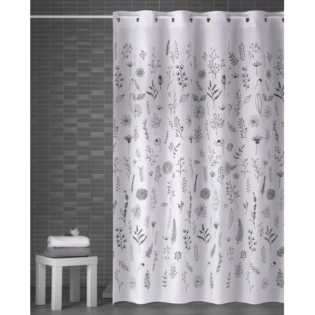 PERDEA DE DUS ALBA CU MODEL FLORAL RAMITAS