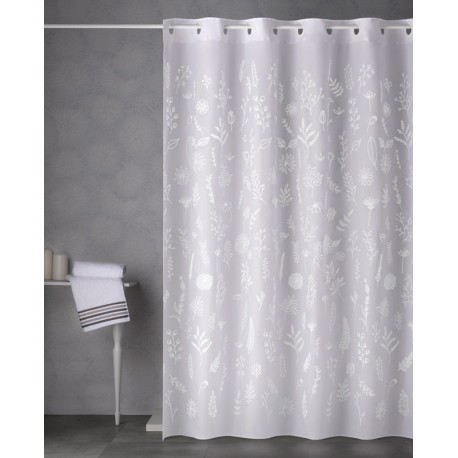 PERDEA BAIE RAMITAS CU MODEL FLORAL ALB