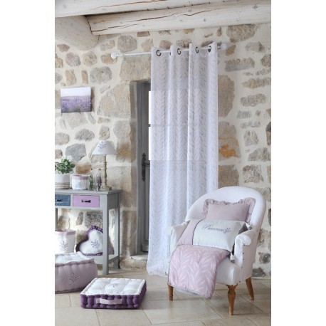 PERDEA ALBA CAVAILLON CU MODEL FLORAL