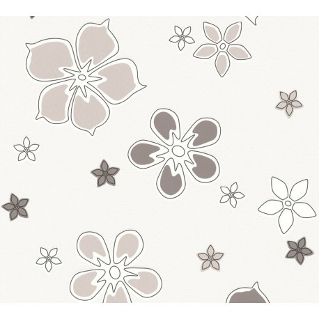 TAPET MODERN FLORI GRI
