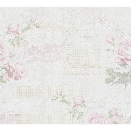 TAPET SHABBY CHIC CU TRANDAFIRI ROZ