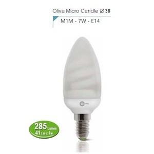 SURSA FLUORESCENTA TIP BEC ECONOMIC LUMANARE E14 7W OLIVA MICRO CANDLE 38