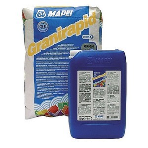 ADEZIV CU USCARE RAPIDA GRESIE FAIANTA SI PIATRA NATURALA MAPEI 30.5 KG/SET GRANIRAPID GRI A+B