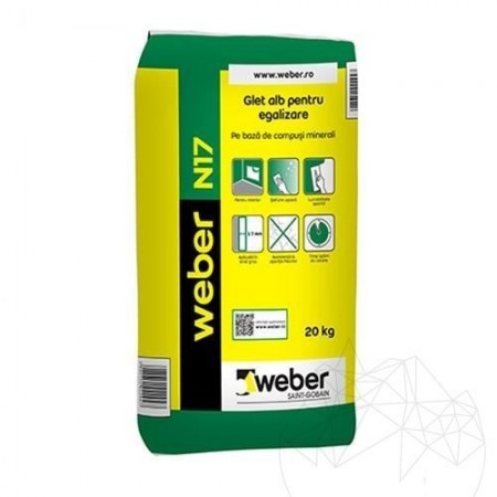 GLET DE EGALIZARE PE BAZA DE CIMENT ALB - WEBER N17 - 20 KG