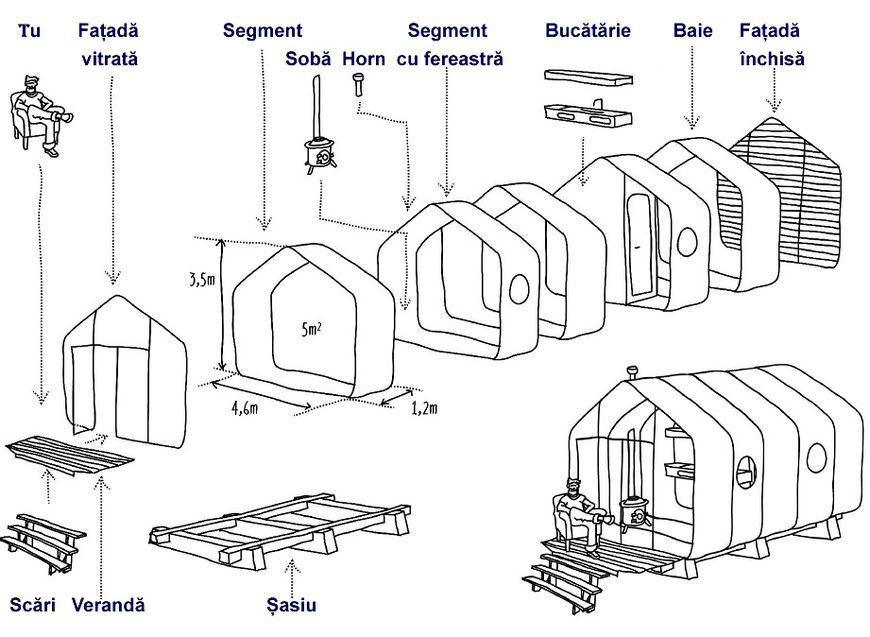 Configuratie casa modulara din carton