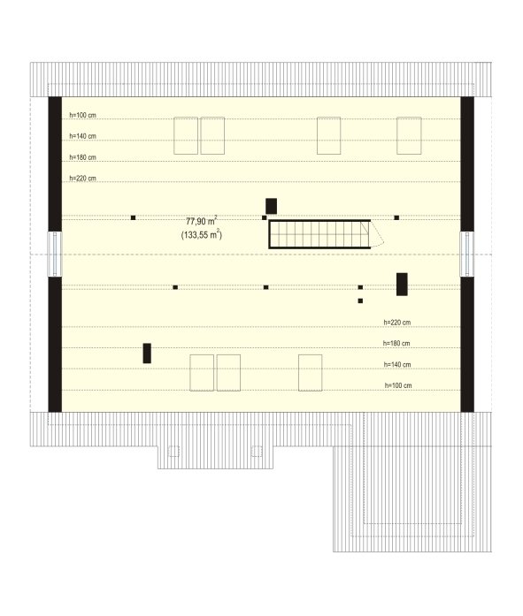 Casa cu 3 dormitoare si pod mansardabil - plan mansarda