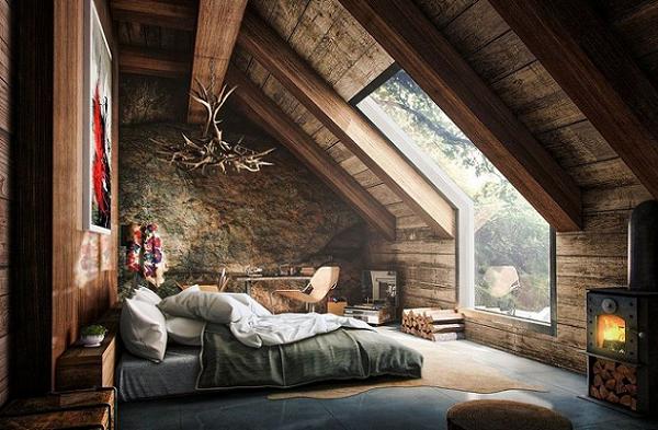 Dormitor rustic-modern