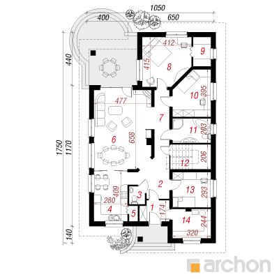 Casa cu trei dormitoare, care are prevazuta si casa scarii pentru accesul in pod - proiect