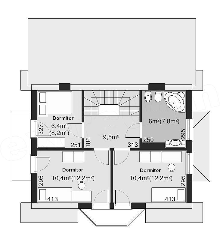 Casa mica cu patru dormitoare si garaj - proiect mansarda