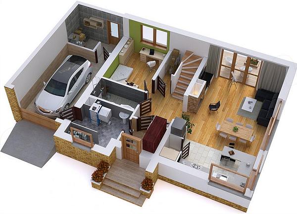 Casa cu mansarda cu 3 dormitoare, birou si garaj