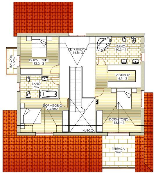 Proiect casa terase - mansarda