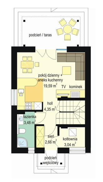 Proiecte de case mici cu mansarda la pret de apartament - casa cu doua dormitoare