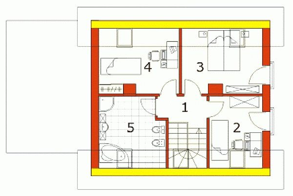 Proiect casa mica cu garaj - mansarda