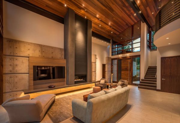 Living casa moderna lemn