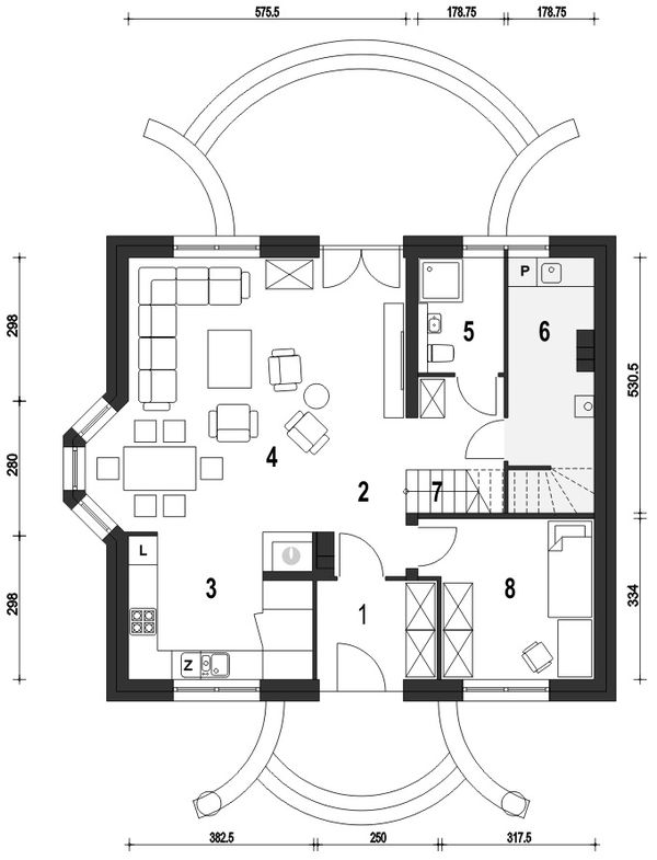 Proiect parter casa cu mansarda si 3 dormitoare