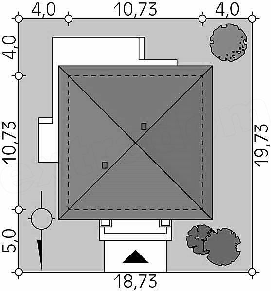 Casa mica stil clasic - plan amplasare teren