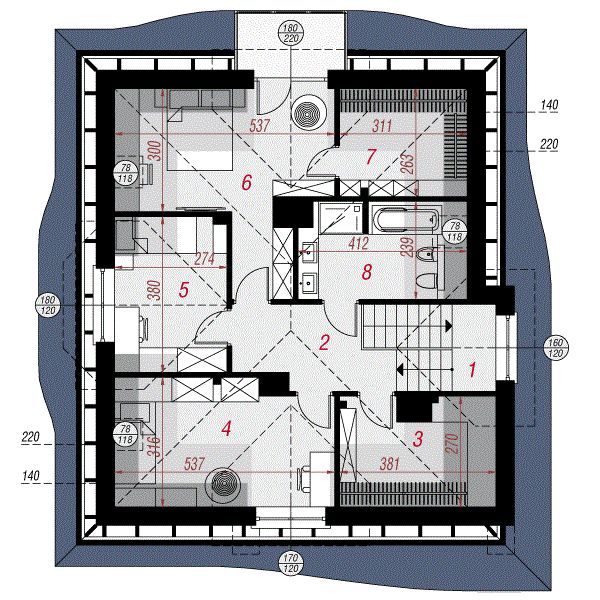 Proiect casa cu 3 dormitoare - mansarda