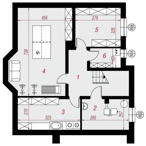 Proiect casa cu 3 dormitoare - mansarda