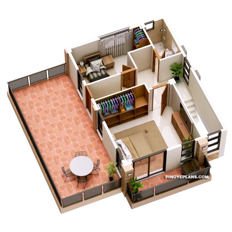 Casa cu etaj, design modern, proiect etaj 3D