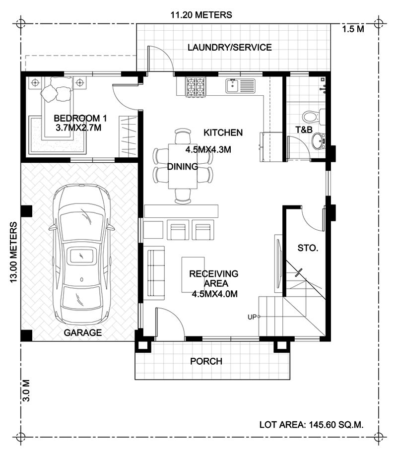 Casa cu etaj, design modern, proiect parter
