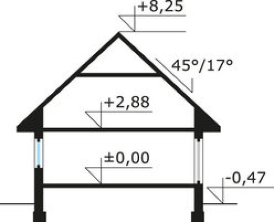 Sectiune - casa cu veranda cu balustrade de lemn