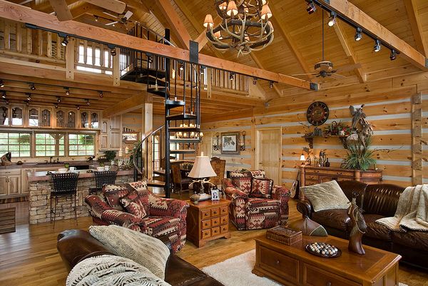 Living casa din lemn